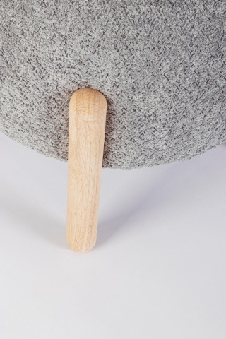 Taburet Dayla, rotund, diametru 45 cm, din poliester cu efect bouclé, gri deschis - Img 4