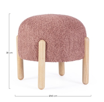Taburet Dayla, rotund, diametru 45 cm, din poliester cu efect bouclé, roz - Img 2
