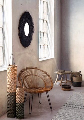 Taburet din ramuri de tec, finisaj natural, 60x38x45 cm - Img 7