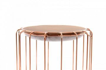 Taburet tapitat/masuta de cafea rotund/a Comfortable 50x50x45 cm gri deschis - Img 6