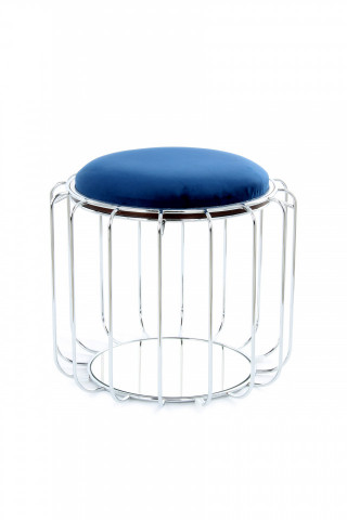 Taburet tapitat/masuta de cafea rotund/a Comfortable 50x50x45 cm albastru închis