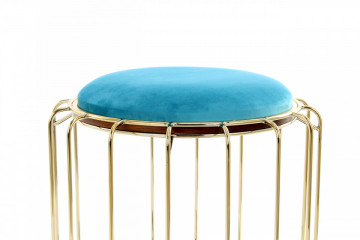 Taburet tapitat/masuta de cafea rotund/a Comfortable 50x50x45 cm turcoaz - Img 7
