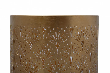 Vaza decorativa din fier Art Deco, roz deschis / auriu 20x20x60 cm - Img 3