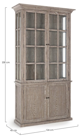 Vitrină Columbia cu 4 uși, din lemn de frasin, finisaj nitrocelulozic, 124x43x230 cm - Img 2