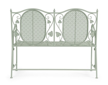 Bancă Harriet, 2 locuri, din oțel vopsit electrostatic, salvie, 115x60x92 cm - Img 4