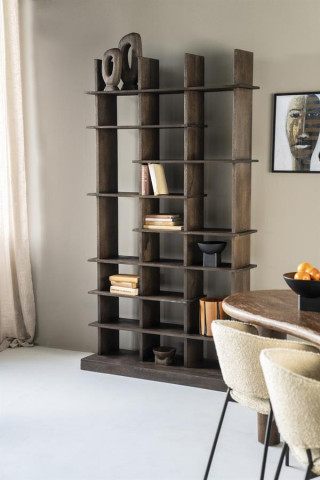 Bibliotecă din lemn de mango Oliver 120x40x220 cm neagra - Img 3