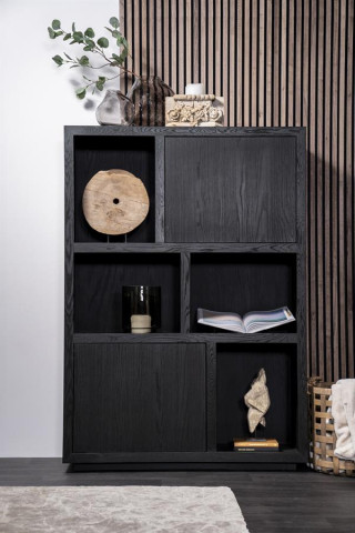 Bibliotecă din lemn de stejar Helsinki 120x170cm neagra - Img 2
