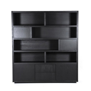 Bibliotecă din lemn de stejar Helsinki 200x220cm neagra