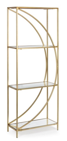 Biblioteca Elenor cu structură metalică și rafturi din sticlă 151,5 cm