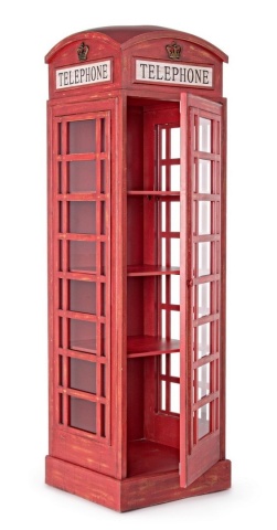 Bibliotecă RED CABIN din lemn de brad rosie 180 cm - Img 6