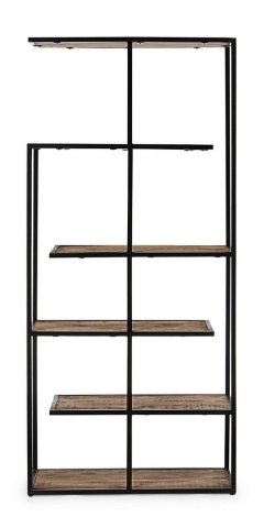 Bibliotecă Roderic cu 5 rafturi, cadru metalic și lemn de mango 188 cm - Img 4