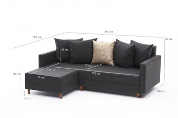 Colar Aydam pe stanga antracit, 3 locuri, extensibil - Img 5