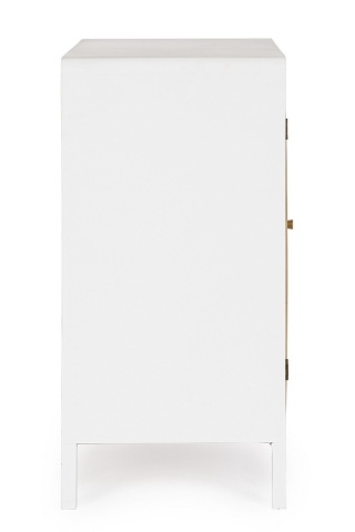 Comodă Charley, cu 1 ușă și 4 sertare, din MDF și lemn, finisaj pe bază de apă, alb și natural, 80x40x82 cm - Img 5