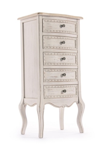 Comodă Clarisse cu 5 sertare, din lemn Paulownia și MDF, finisaj mat, 48x35x100 cm - Img 2