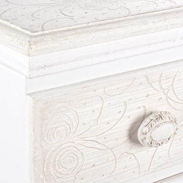 Comodă Clorine cu 7 sertare, cu motive florale încrustate, finisaj mat, 29x23x112.5 cm - Img 5