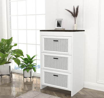 Comoda din pal melaminat cu 3 sertare Done alba 60 cm - Img 3