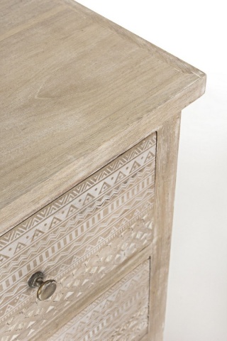 Comodă Mayra, cu 2 uși și 3 sertare, din lemn de mango sculptat manual, finisaj nitrocelulozic, 110x40x80 cm - Img 4