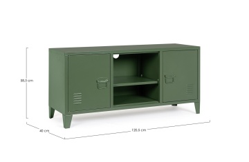 Comodă TV Cambridge, cu 2 uși, din oțel vopsit epoxidic, verde, 120,5x40x58,5 cm - Img 2