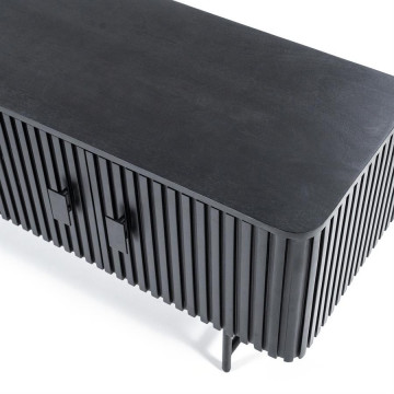 Comoda TV din lemn de mango Remi 170 cm neagra - Img 3