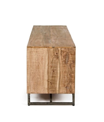 Comodă TV Elmer, 175 cm, cu 2 uși și 1 sertar, din lemn de acacia și oțel, 175x40x50 cm - Img 4