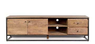 Comodă TV NARTAN, 2 uși, 2 sertare, lemn sheesham și oțel, 175 x 45 x 50 cm - Img 3