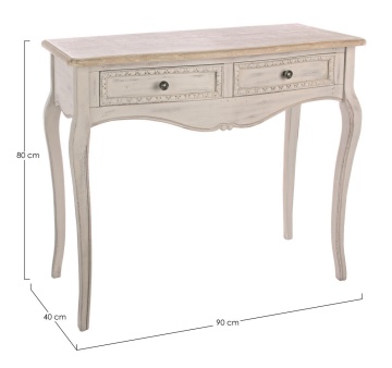 Consolă Clarisse, cu 2 sertare, din lemn de Paulownia, finisaj mat, 90 x 40 x 80 cm - Img 2