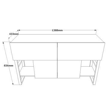 Consola din pal melaminat pin 138,8 x 83,6 x43,3 cm - Img 6