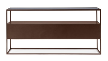 Consolă Godric, din oțel și sticlă securizată, 140x30x72 cm - Img 3