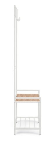 Cuier Haldor cu 5 cârlige și raft, din oțel și MDF, alb și natur, 64.5x37.5x180 cm - Img 4