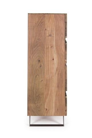 Dulapior Aron, cu 4 uși și inserții metalice, din lemn de acacia și oțel, 118x45x138 cm - Img 4