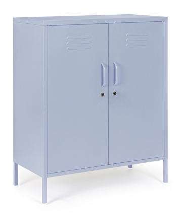 Dulapior Cambridge, cu 2 uși și 2 rafturi ajustabile, din metal vopsit electrostatic, albastru deschis, 80x40x101.5 cm - Img 1