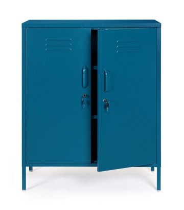 Dulapior Cambridge, cu 2 uși și 2 rafturi ajustabile, din metal vopsit electrostatic, albastru, 80x40x101.5 cm - Img 8