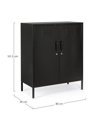Dulapior Cambridge, cu 2 uși și 2 rafturi ajustabile, din metal vopsit electrostatic, negru, 80x40x101.5 cm - Img 2