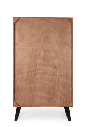 Dulapior din lemn de acacia, 2 uși și 2 sertare cu fronturi intarsiate, 88x40x150 cm - Img 3