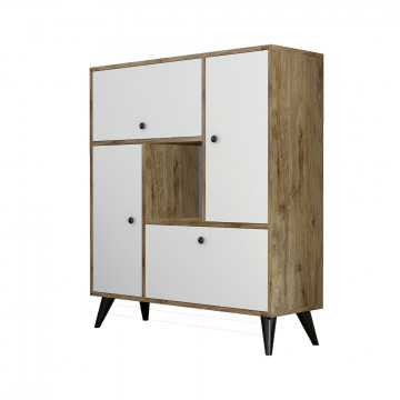 Dulapior din pal melaminat Hercule nuc si alb 105x120x35 cm