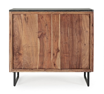 Dulapior Norfolk stil vintage, cu 2 uși, din lemn de acacia, cu blat de marmură și picioare din oțel, 85 x 38 x 85 cm - Img 4