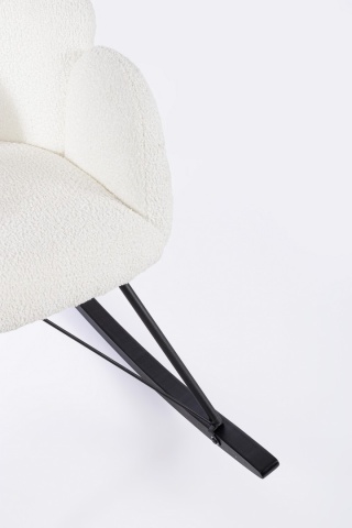 Fotoliu balansoar Sibilla, din poliester efect bouclé, stil vintage, alb, 86 x 62 x 72 cm - Img 8