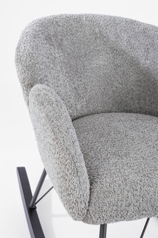 Fotoliu balansoar Sibilla, din poliester efect bouclé, stil vintage, gri deschis, 86 x 62 x 72 cm - Img 7