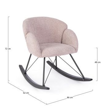 Fotoliu balansoar Sibilla, din poliester efect bouclé, stil vintage, roz antic, 86 x 62 x 72 cm - Img 3