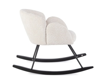 Fotoliu balansoar Sibilla, din poliester efect bouclé, stil vintage, natur, 86 x 62 x 72 cm - Img 6