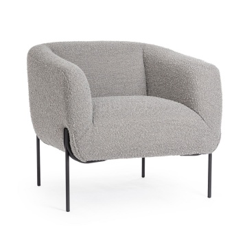 Fotoliu Claudine, bouclé, Gri, 78 x 74 x 73 cm