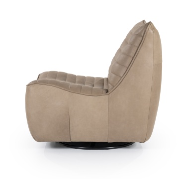 Fotoliu Matthew din piele, metal și lemn taupe - Img 3