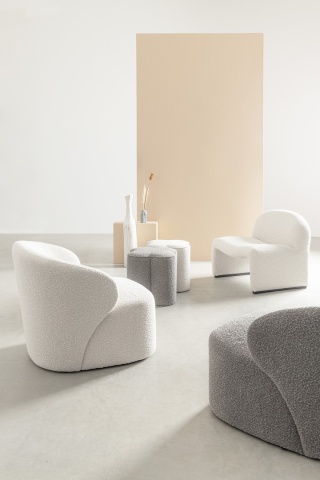 Fotoliu natural din textil bouclé, 79.5 x 75.5 x 72 cm - Img 10