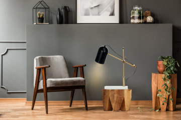 Lampa decorativa din metal/marmura Spiro neagra / aurie, un bec - Img 5