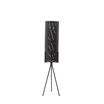 Lampadar din bambus/rattan/fier Archer small negru, un bec - Img 1