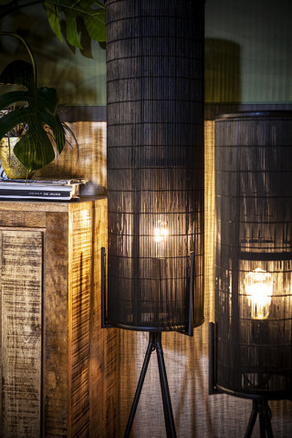 Lampadar din bambus/rattan/fier Archer small negru, un bec - Img 3