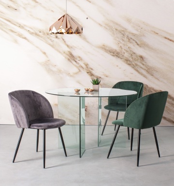 Masă dining fixă Iride, 6 locuri, din sticlă, Ø130 cm - Img 6