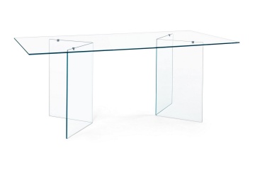 Masă dining fixă Iride, 8 locuri, din sticlă, 180x90 cm