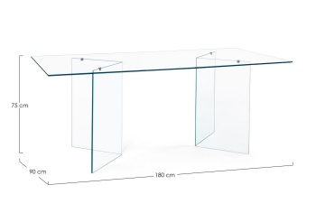 Masă dining fixă Iride, 8 locuri, din sticlă, 180x90 cm - Img 2