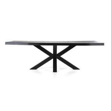Masa dreptunghiulara din lemn de stejar 240x100 cm neagra - Img 1